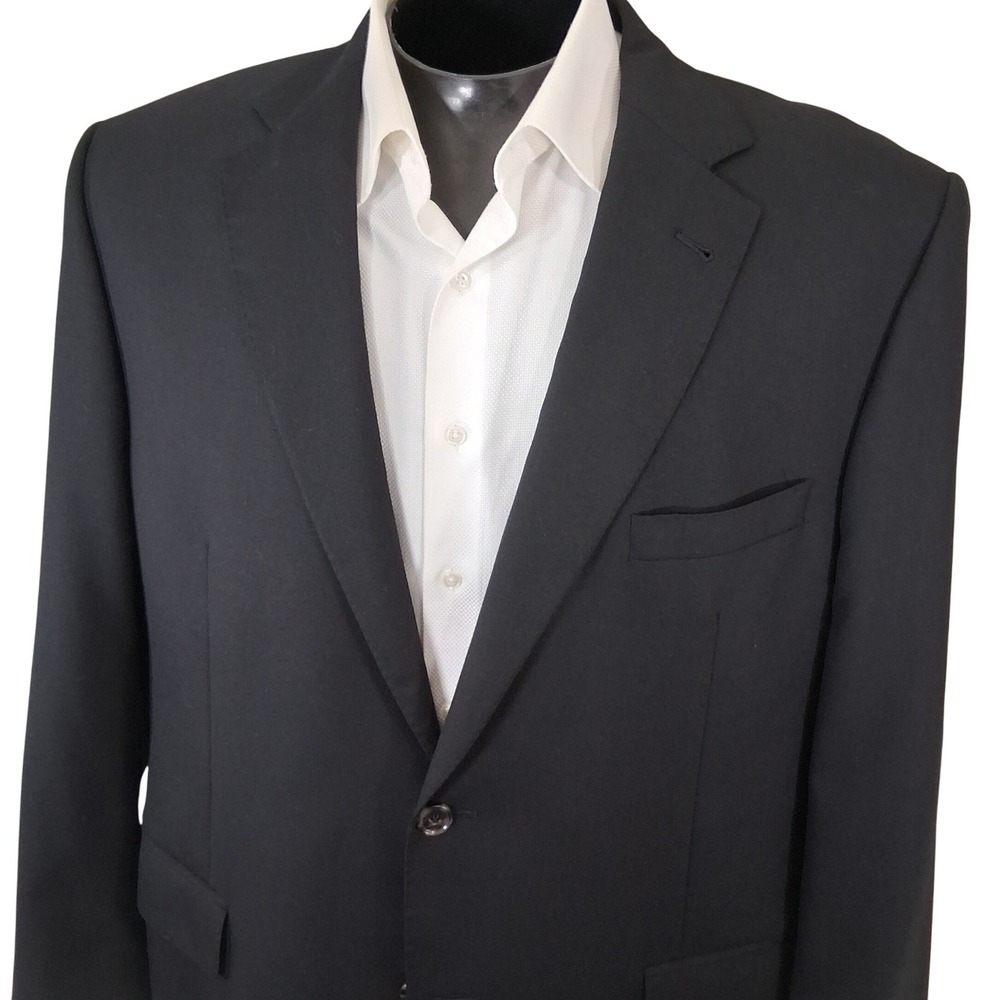 Jos. A. Bank Blazer Mens 44R Black Rust Lining 100% Wool Double Vent Sport Coat